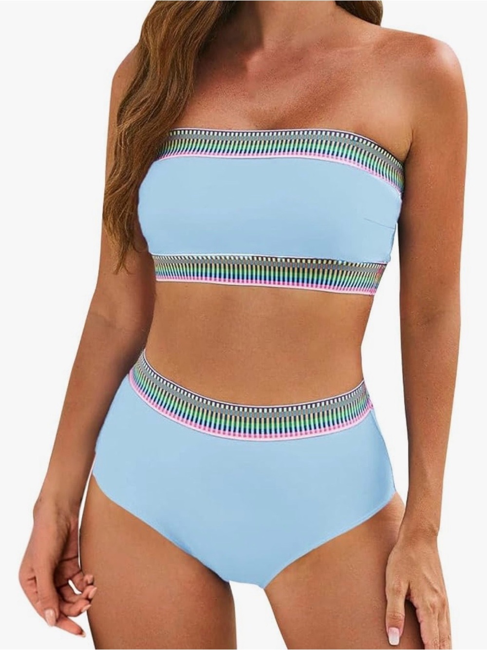 Light Blue Bandeau High-Waist Women's Swim Set NWOT